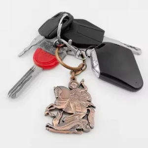 Byzantine Orthodox Saint George and The Dragon Keychain Metal Key Ring for Men Women Faith Protection Religious Souvenir