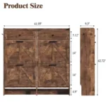 Cabinet with 4 Flip Drawers amp 2 Storage Drawers, Rustic Farmhouse Narrow Shoe Organizer Cabinet, Slim Shoe Rack Cabinet, Shoe