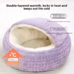 Cat Bed Kennel Round Fluffy Hooded Winter Warm Super Soft Plush Cat Cave Nest Pet Bed Donut Puppy Kittens Semi-enclosed House