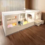 Cat Cage with Litter Box, Indoor Household Kitten Villa House, Rabbit Cage, Puppy Cage, Empty Cage with Integrated Toilet, Cat Cabinet