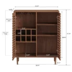 Century Bar Cabinet with Wine Racks, Modern Liquor Cabinet with Slatted Doors for Dining Room, Living Room Walnut Color