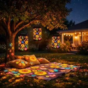 Colorful Solar Sunflower Lantern Waterproof Outdoor Glow Shadow Light Solar Powered for Pathway Lawn Garden Yard Night Decor