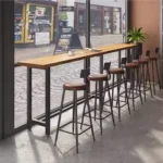 Commercial Solid Wood Bar Table Saloon Milk Tea Long Senior Bar Table Lean Against Wall Narrow Table Furniture Tavolo Dj FYBT