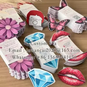 Custom Bamboo Shaped 3D Business Cards Creative Fold-out Cards Printing Folded Mirror Flyers Advertising Strategy Brochures QR
