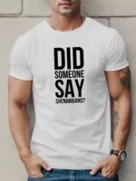 Did Someone Say Shenanigans? Men's Casual Short Sleeve T-Shirt - Breathable Cotton Geometric Print Round Neck Summer