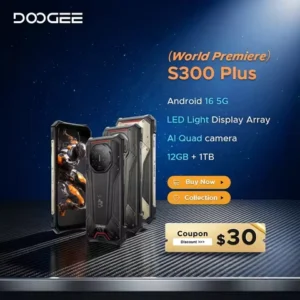DOOGEE S300 Plus Rugged Phone 5G Android 16 Gemini AI LED Light Display Array 12GB 1TB 11000mAh 120W 6.78'' Screen Smartphone