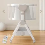 Electric Rocking Bassinet,Bedside Co-Sleeper Automatic,Unisex Portable Travel Cribs with Wheels,Remote Suit 0-6M