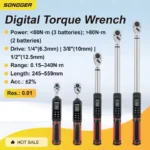 Electronic Digital Torque Wrench Precision LED Tool 1/4 3/8 1/2 Nm Used in Automotive Motorcycle Railway Construction