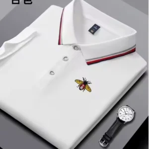 Embroidered New Men's Business Casual Short Sleeved Polo Shirt, Fashionable, Breathable, Comfortable and Versatile Top