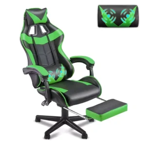 Ergonomic Adjustable Gaming Chair with Footrest Headrest Lumbar Support for Office Home Computer Desk, Jungle Green, Customized