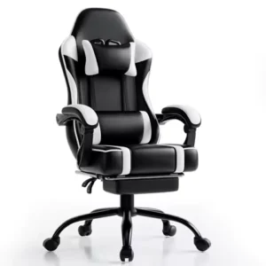 Ergonomic Gaming Chair with Footrest, High-Back Video Game Chair Computer Chair, Office Chair with Headrest and Lumbar, PU Leath