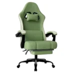 Ergonomic Gaming Chair with Pocketed Spring Cushion, Breathable Fabric Computer Chair with Footrest, Adjustable Lumbar Support V