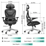 Ergonomic Mesh Office Chair, Adjustable Lumbar High Back Desk Chair 400lbs, 4D Flipup Arms, 3 Tilt Backrest, 3D Headrest, PU Wh