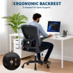 Ergonomic Mesh Office Chair - Adjustable Lumbar Support/Turnover-Up Armrests - High Back Swivel Desk Chair for Home Office Study