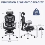Ergonomic Mesh Office Chair with Adjustable Footrest & Lumbar Support for Heavy Duty up to 180 kg (400 lbs),Home Furniture