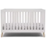 Essex 4-in-1 Convertible Baby Crib, Bianca White with Natural Legs