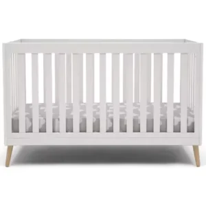 Essex 4-in-1 Convertible Baby Crib, Bianca White with Natural Legs