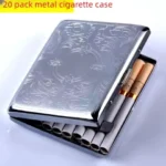 Fashionable portable 20 pack metal clip iron cigarette box creative personalized automatic lid opening Cigarette case Men Gift