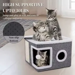 Foldable cat nest upper and lower two floors cat villa four seasons available cat house scratching board Pet bed bunk beds