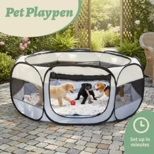 Foldable Portable Small Animal Playpen with Cover Indoor/Outdoor Enclosure for Chicks Puppies Kittens & Other Small Pets