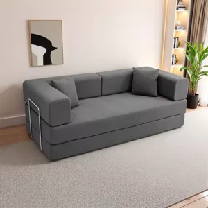 Foldable sofa bed with a removable backrest, an oversized floor sofa that works as a two-seater perfect for living rooms.