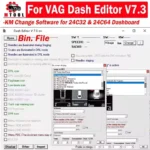 For VAG Dash Editor V7.3 for 24C32 & 24C64 Dashboard Mileage Cluster KM Change Software Fit for Bin. File for Skoda for Seat....