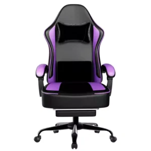 Gaming Chair with Pocket Spring Cushion and Footrest, Ergonomic Computer Chair for Adults, Breathable PU Leather Game Chair, Adj