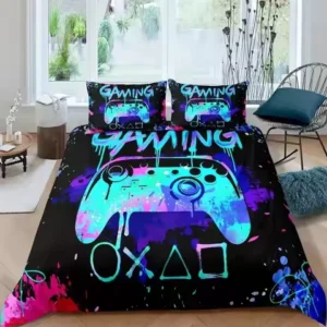 Gaming Gamer Comforter Covers Set Twin Size, Video Games Bedding Set For Kids,Teens,Modern Boys Cartoon Gamepad Duvet Cover Sets