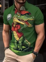 Green Gradient Jesus Cross Polo Shirt Durable Comfortable Casual Tee For Man T Shirt Christian Faith Outdoor Sports