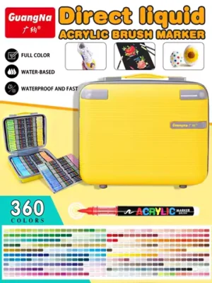 Guangna 360 Color Acrylic Marker Set with Travel Case | Professional Paint Pens for Artists, Canvas, Rock Painting