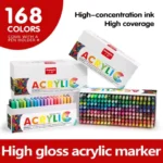 GuangNa 586 Straight Liquid High-gloss Acrylic Marker Pen 72/168 Color Art Painting Graffiti Manual Neutral Pen Large Capacity