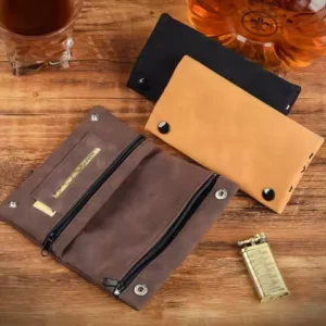 Handmade Leather Tobacco Pouch Case Bag Smoking Paper Holder Case Wallet Bag Multifunctional Foldable Tobacco Storage Bag Pouch