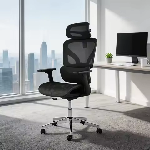 High Back Ergonomic Mesh Office Chair Dynamic Lumbar Support Adjustable Headrest Rolling Chairs w/Armrest for Home Office Gaming