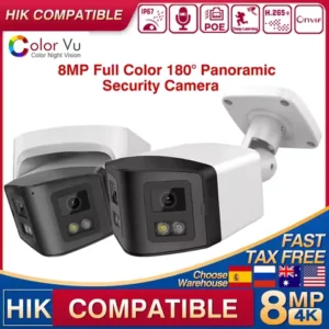 Hikvision-Compatibele 4K 8mp ColorVu 170 Â° Binocular Panoramische IP Camera Md2.0 Tweerich tingsges prekken Thuis CCTV Camera