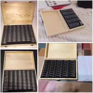 HILIFE Coin Storage Box With Adjustment Pad 20/30/50/100PCS Adjustable Wooden Commemorative Coin Collection Case Holder Capsules