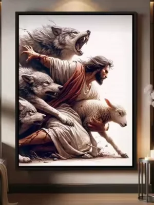 Holy Religious Belief God Jesus and Holy Spirit Posters Print Sacred Heart Jesus Shepherd Canvas Painting Living Room Home Decor