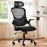 Home Office Managerial Executive Chair, High-Back Mesh with Adjustable Headrest, Black