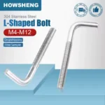 HOWSHENG 1-10pcs L Shaped Right Angle Bolt Screws M4 M5 M6 M8 M10 M12 Stainless Steel L Anchor Bend Screw