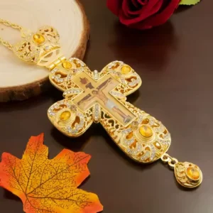 HTISOK alloy hollow Eastern Orthodox cross personal prayer pendant cross holiday gift cross with Jesus icon