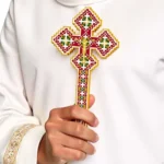 HTISOK Orthodox Hand Cross Jesus Cross Blessing Cross Zinc Alloy Gold Plated Gift for Priest Orthodox Cross