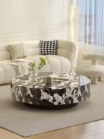 Italian Minimalist Round Marble Nesting Tables Set Luxury Coffee Tables coffee tables table basse coffee table furniture stolik