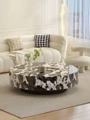 Italian Minimalist Round Marble Nesting Tables Set Luxury Coffee Tables coffee tables table basse coffee table furniture stolik