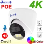 JIENUO 4K POE Camera CCTV Security Surveillance 64G 128G Full Color Night Vision Video Two-Way Audio 5MP 8MP Onvif Dome Home Cam
