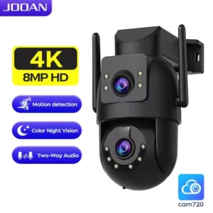 JOOAN 4K 2K Wifi PTZ Camera Outdoor Dual Lens Dual Screen 5X Digital Zoom IP Camera Auto Tracking Audio Video Surveillance