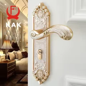 KAK European Style Mute Room Door Lock Handle Fashion Interior Door Knobs Lock Luxurious Anti-Theft Gate Lock Furniture Hardware