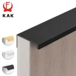 KAK Hidden Long Furniture Handles Black Kitchen Cabinet Handle Pulls Non Punched Aluminum Alloy Cupboard Door Handle Hardware