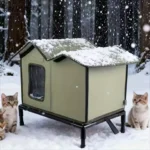 KEMORELA Winter Outdoor Warm Cat Shelter with Shelf Durable Oxford Cloth Construction, Windproof Design,for Small Breeds & Cats