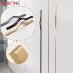 KK&FING Simple Aluminum Alloy Gold Brushed Furniture Cabinet Door Handle Wardrobe Cupboard Door Drawer Handle Furniture Hardware