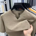 Korean Men's Short Sleeve V-Neck T-Shirt Solid Color Casual Fashion Comfortable Summer Versatile Solid Top