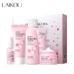 LAIKOU Sakura Kit Skin Care Sets Moisturizing and Reducing Fine Lines Cleansing Pore Product 5-Piece Korean Women's Day Gift